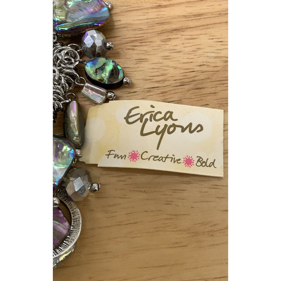 Erica Lyons Charm Bangle Bracelet Multicolor Crystals/Stones Fashion Jewelry - Picture 11 of 11